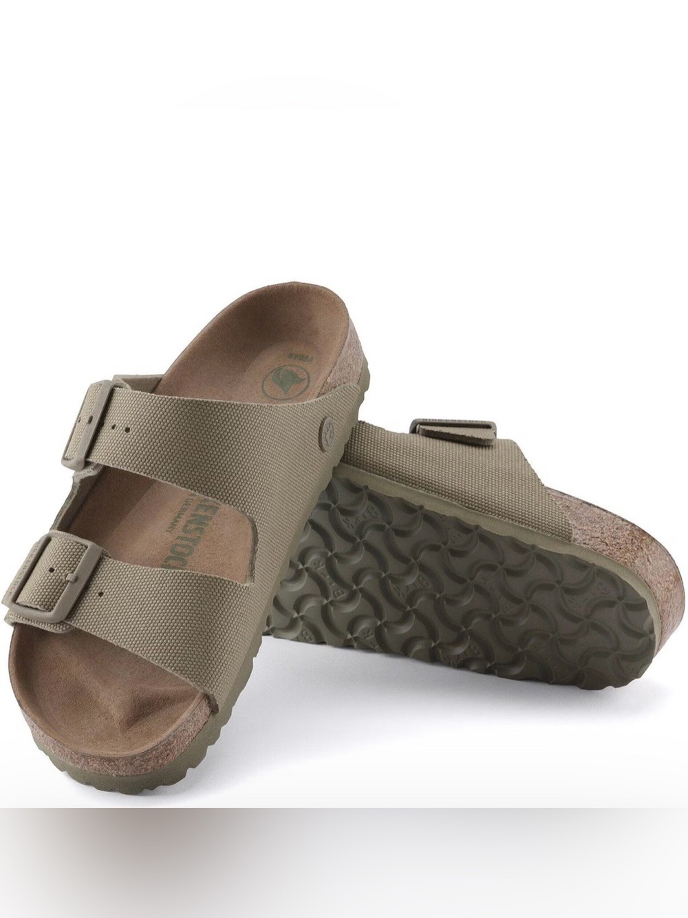 Birkenstock 💅🌴 Faded Khaki Arizona Textile Canvas Vegan Sandals Wmns 8 8.5 39